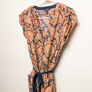 Tommy Hilfiger Orange and Navy Paisley Dress